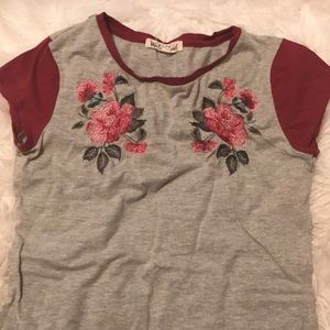 Floral embroidered tee shirt